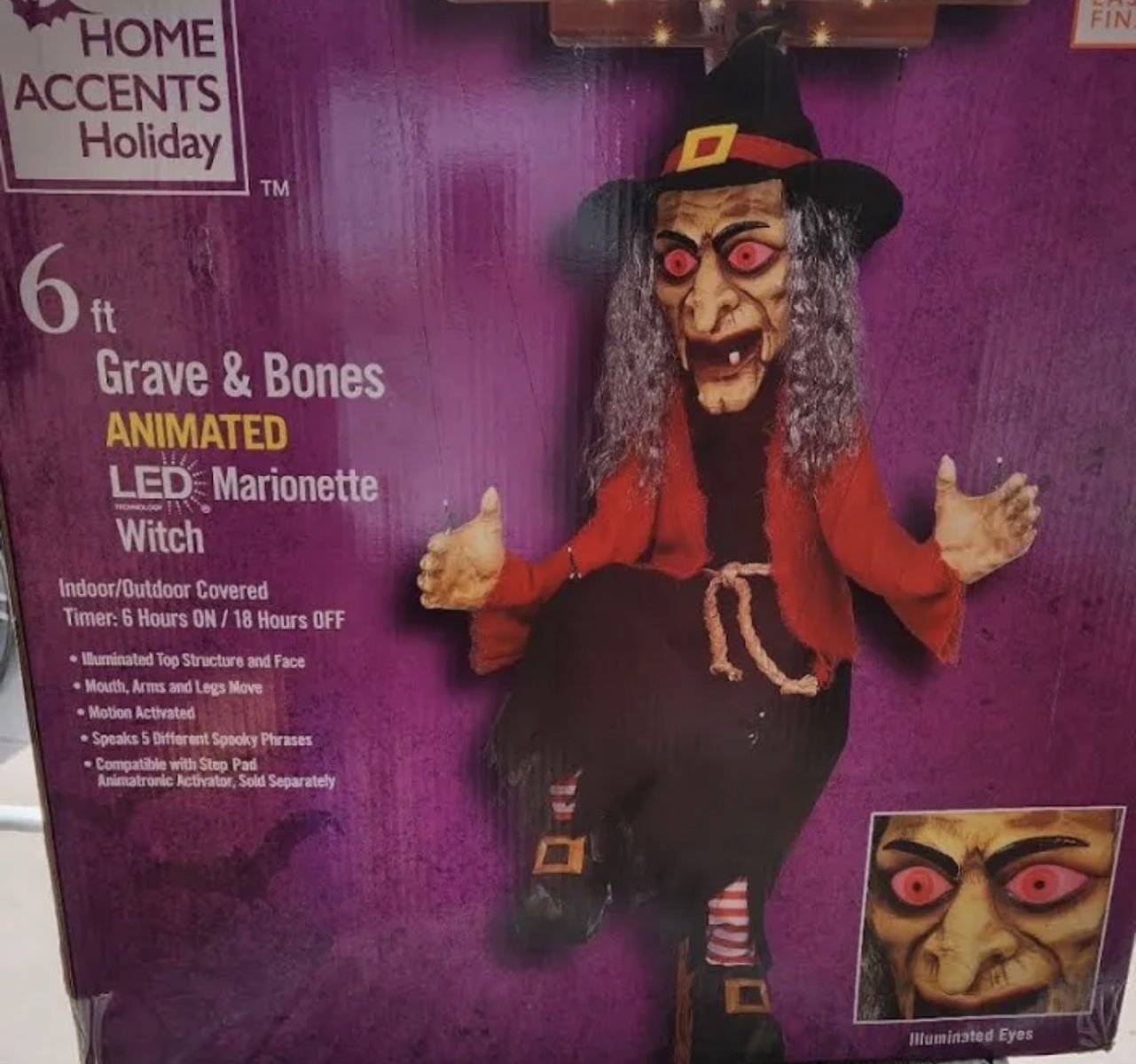 Animated 6" Marrionette LED Witch