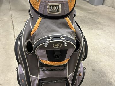 OGIO GROM Cart Golf Bag - 14-Way Divider, Grey/Orange/Black, Multiple Pockets
