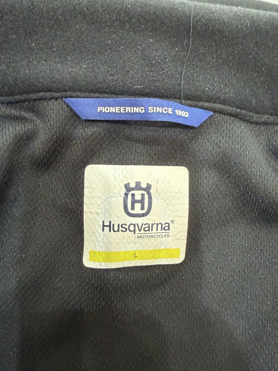 Husqvarna Motorcycles Men's Jacket Size L Blue/Yellow Full Zip with Pockets