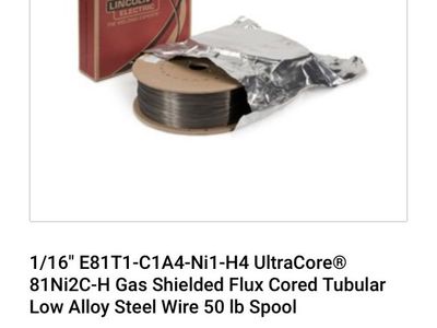 Lincoln ultra core 1/16 flux core wire 50lb roll