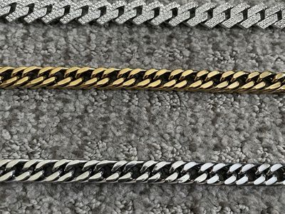 Assorted Men's Chain Necklaces - Cuban Link and Rope Styles Stainless Steel