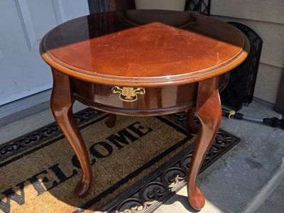 Round Wood End Table / Side Table