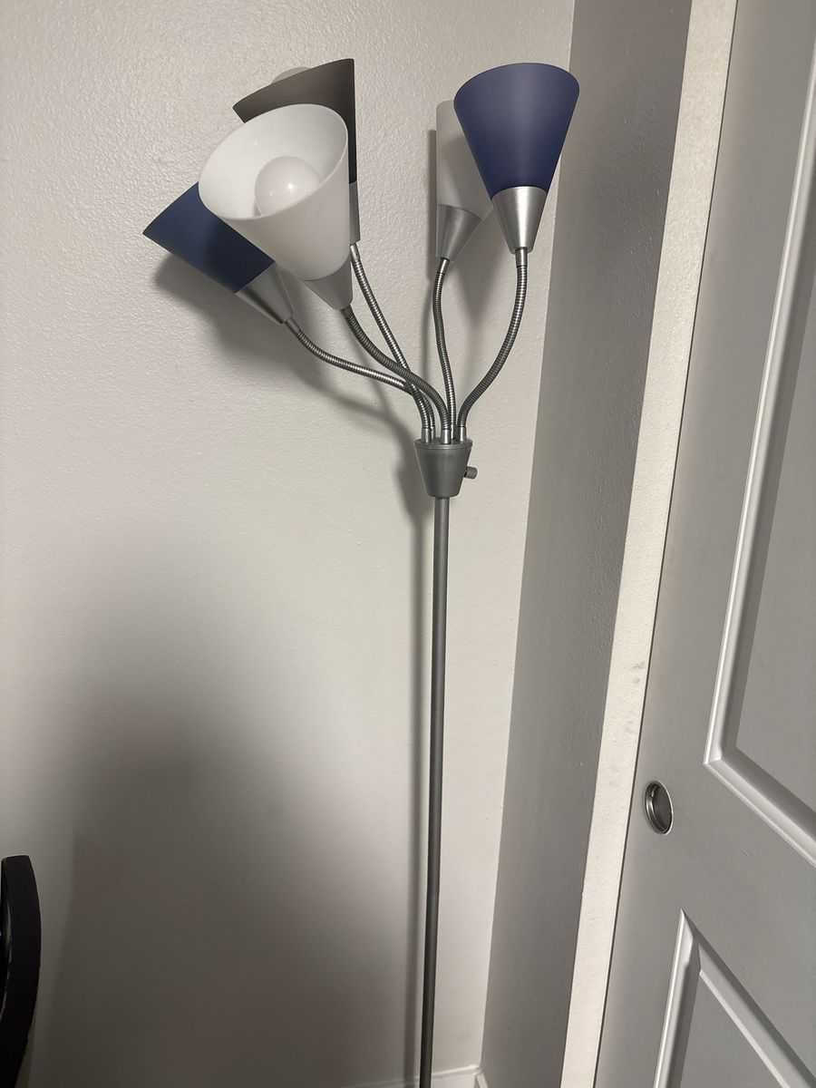 5-Head Multi-Color Gooseneck Floor Lamp Silver Finish