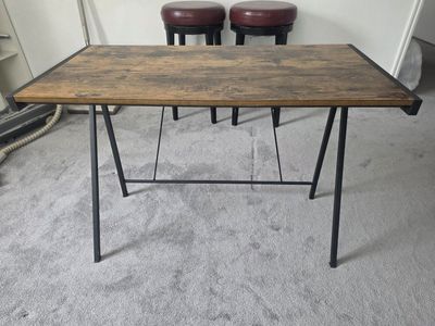 Rustic Wooden Desk with Black Metal Frame
