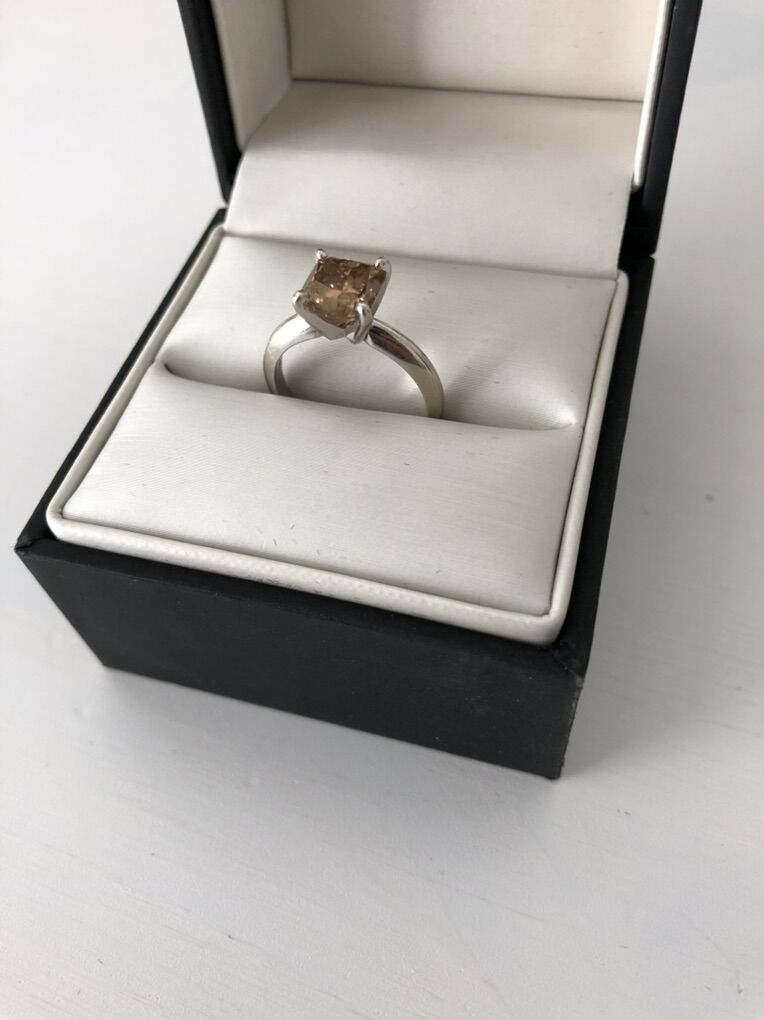 Engagement Ring Rare Chocolate Diamond White Gold