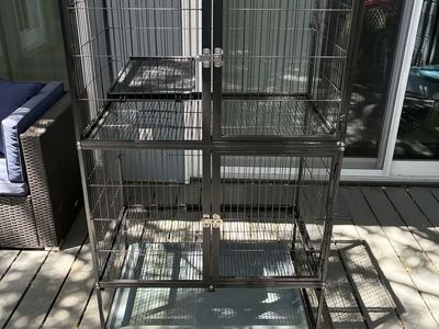 Large Black Multi-Tier Pet Cage / Habitat on Wheels for Birds, Ferrets, Chinchillas or Small Animals