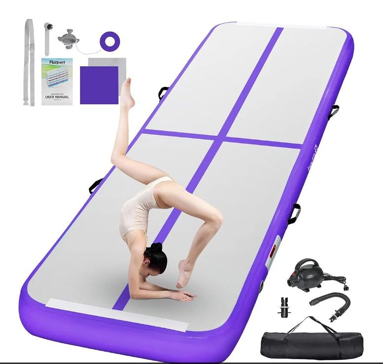 NEW FBSPORT 16' Inflatable Air Track Gymnastics Mat – Purple – 8" Thick