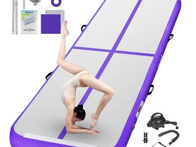 NEW FBSPORT 16' Inflatable Air Track Gymnastics Mat – Purple – 8" Thick