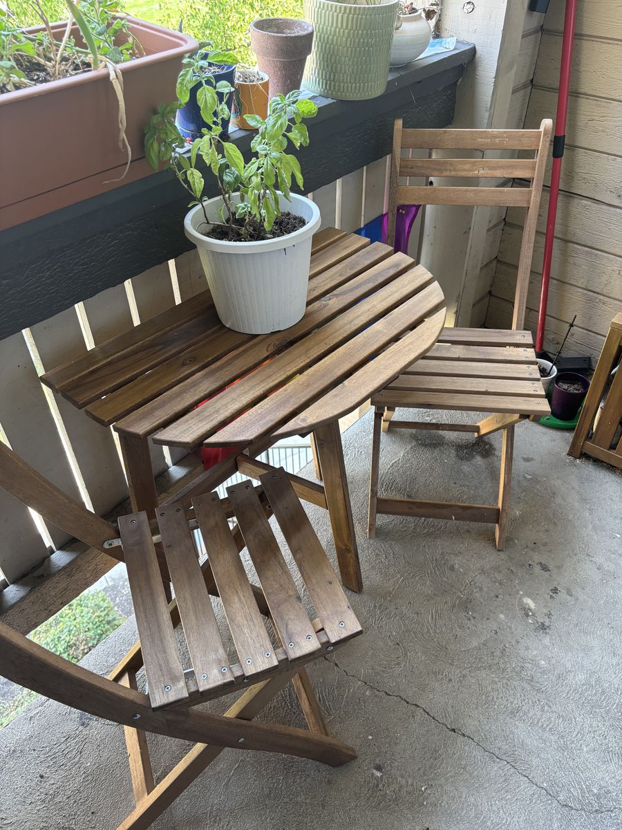 Outdoor Folding Table and Two Chairs Set (IKEA Askholmen)
