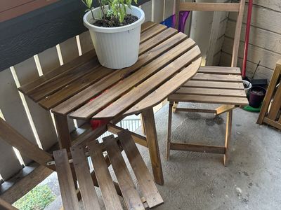 Outdoor Folding Table and Two Chairs Set (IKEA Askholmen)