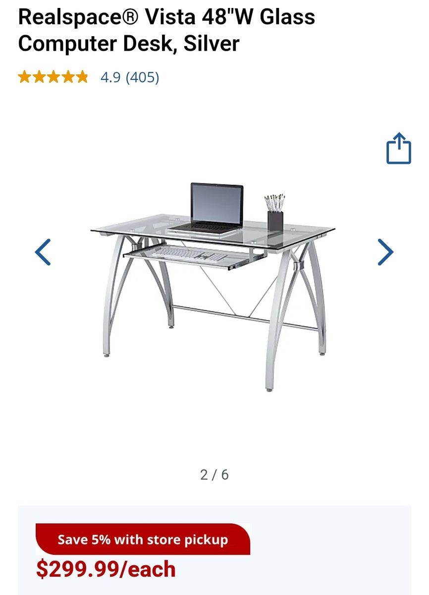 48"W Glass Computer Desk Asking $100