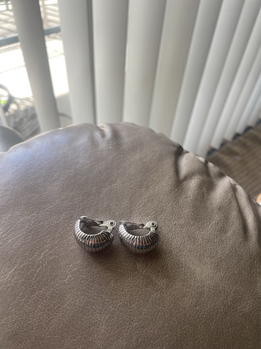 Monet Silver Tone Shrimp Style Clip On Earrings