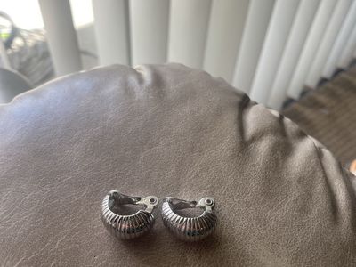 Monet Silver Tone Shrimp Style Clip On Earrings