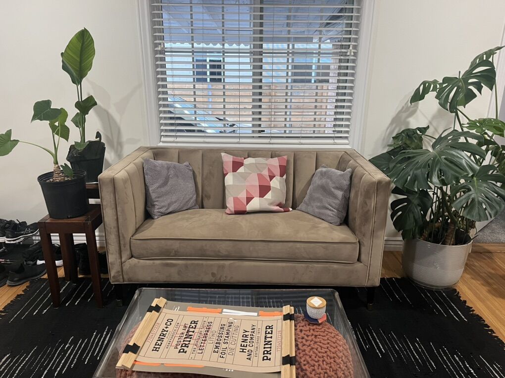 World Market Camel Loveseat