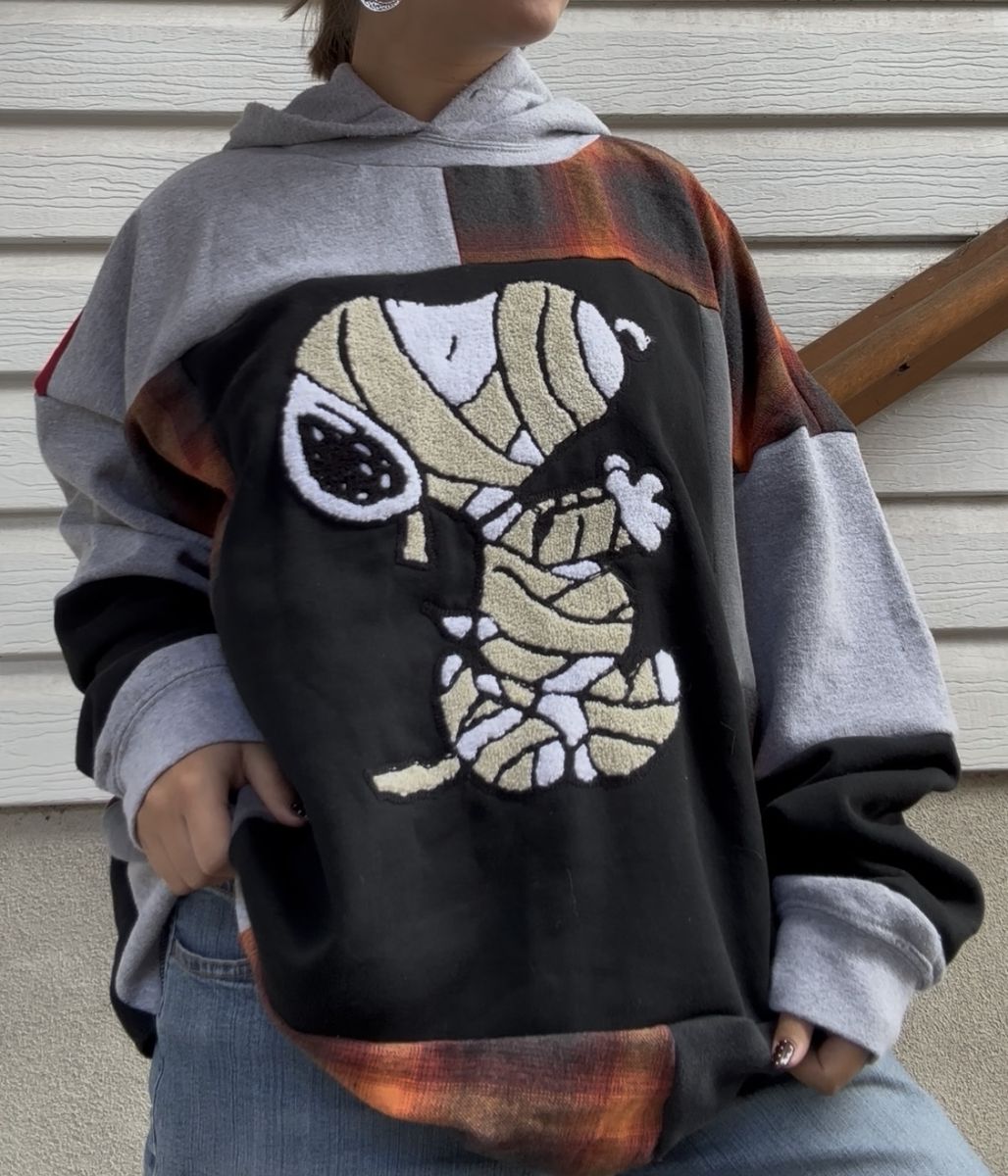 Upcycled Snoopy Mummy Patchwork Hoodie 