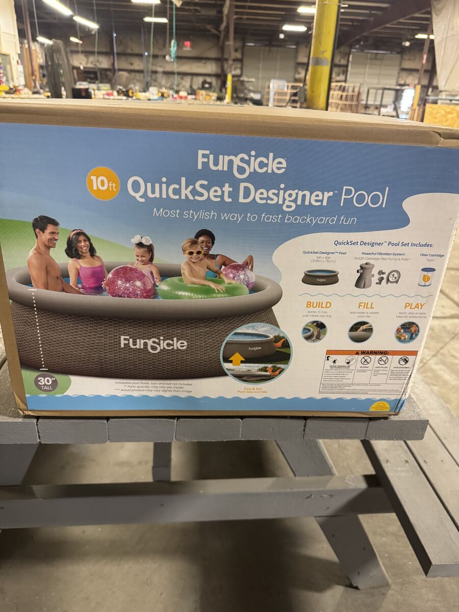 Funsicle 10ft x 30in Round QuickSet Designer Above Ground Pool, Age 6 & up