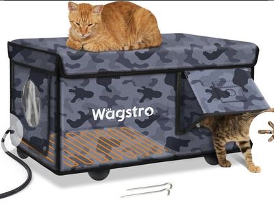 Wägstro Heated Indoor & Outdoor Cat House - Waterproof Camo Shelter with Escape Door
