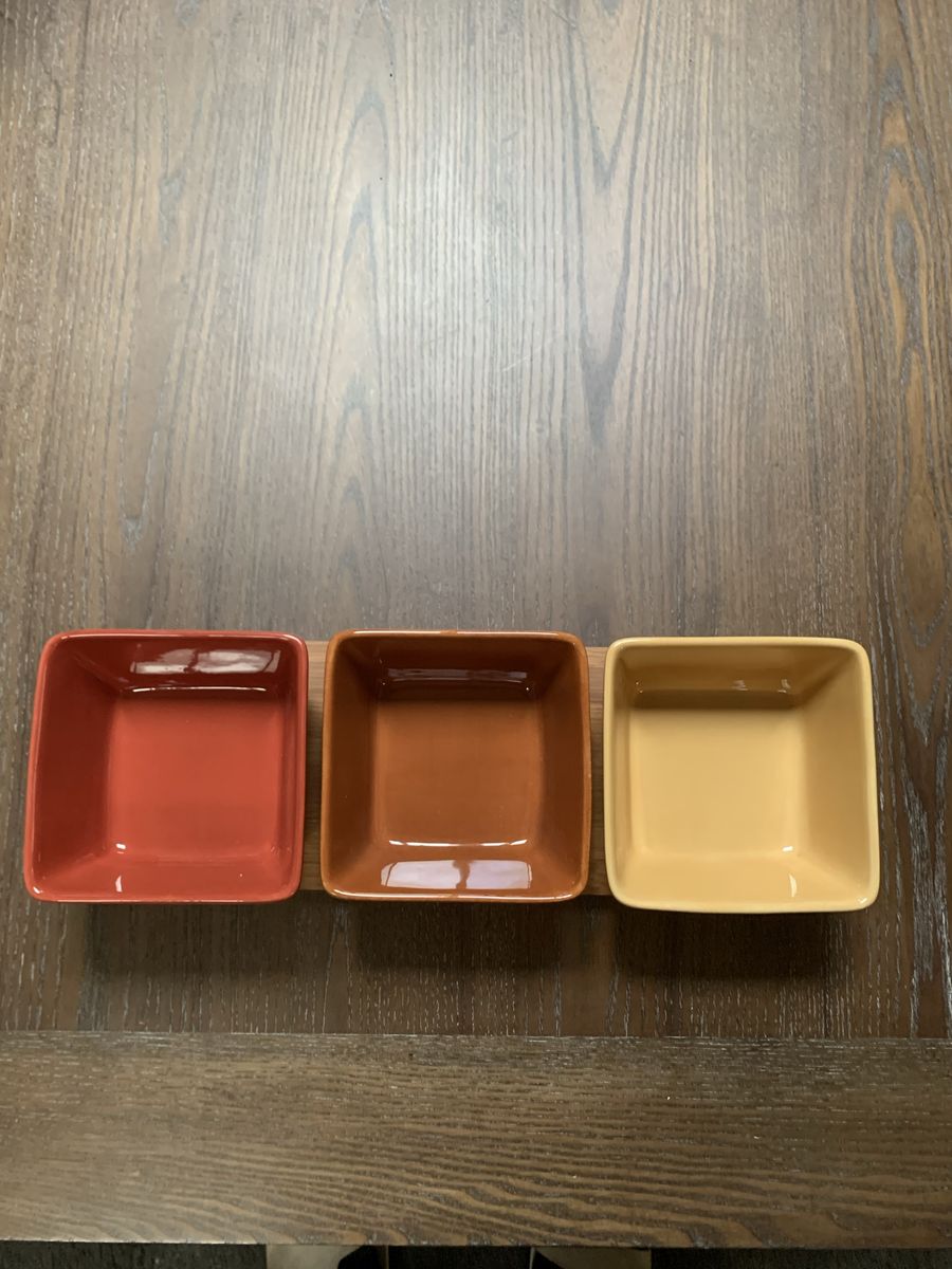 Bamboo Tray and 3 bowl Condiment Set