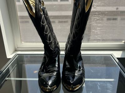 ACME Men's Black Patent Leather Cowboy Boots Size 10