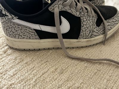 Nike Air Jordan 1 Low Elephant Print Sneakers - Black/Grey, Size US Mens 9