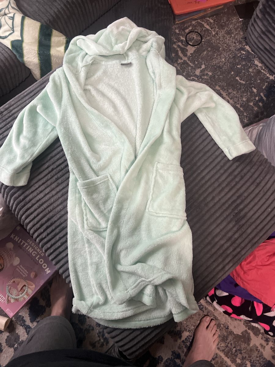 Eddie Bauer Kids Fleece Hooded Robe Mint Green Size L (14/16)