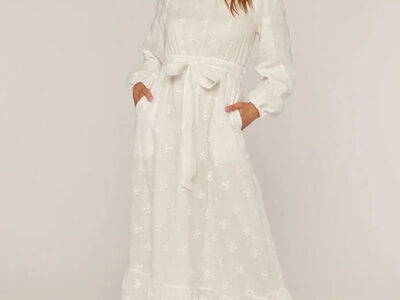 The Ginger Embroidered Temple Dress in White