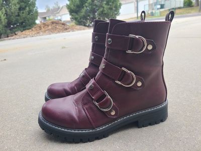 Studded red boots