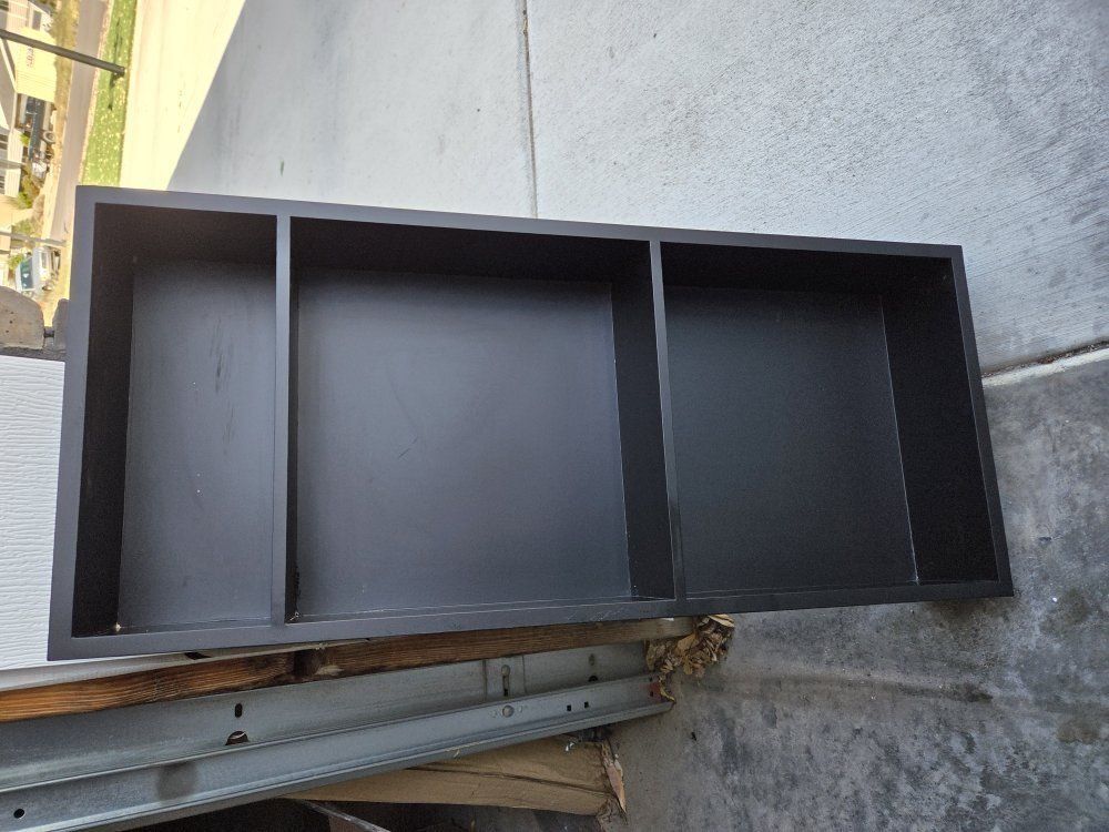 Shower niche. no tile needed.  stainless steel.