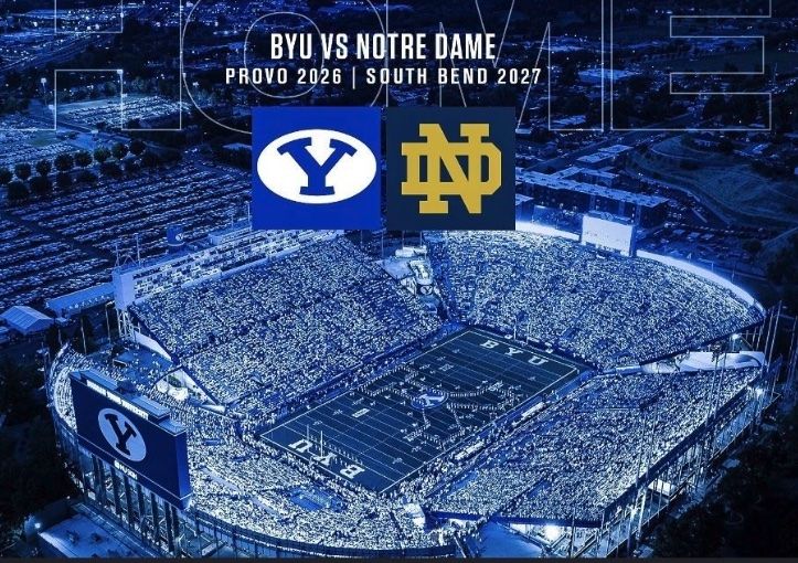 2 BYU vs Notre Dame Tix-East stands behind BYU just above concourse **CHAIR BACKS**