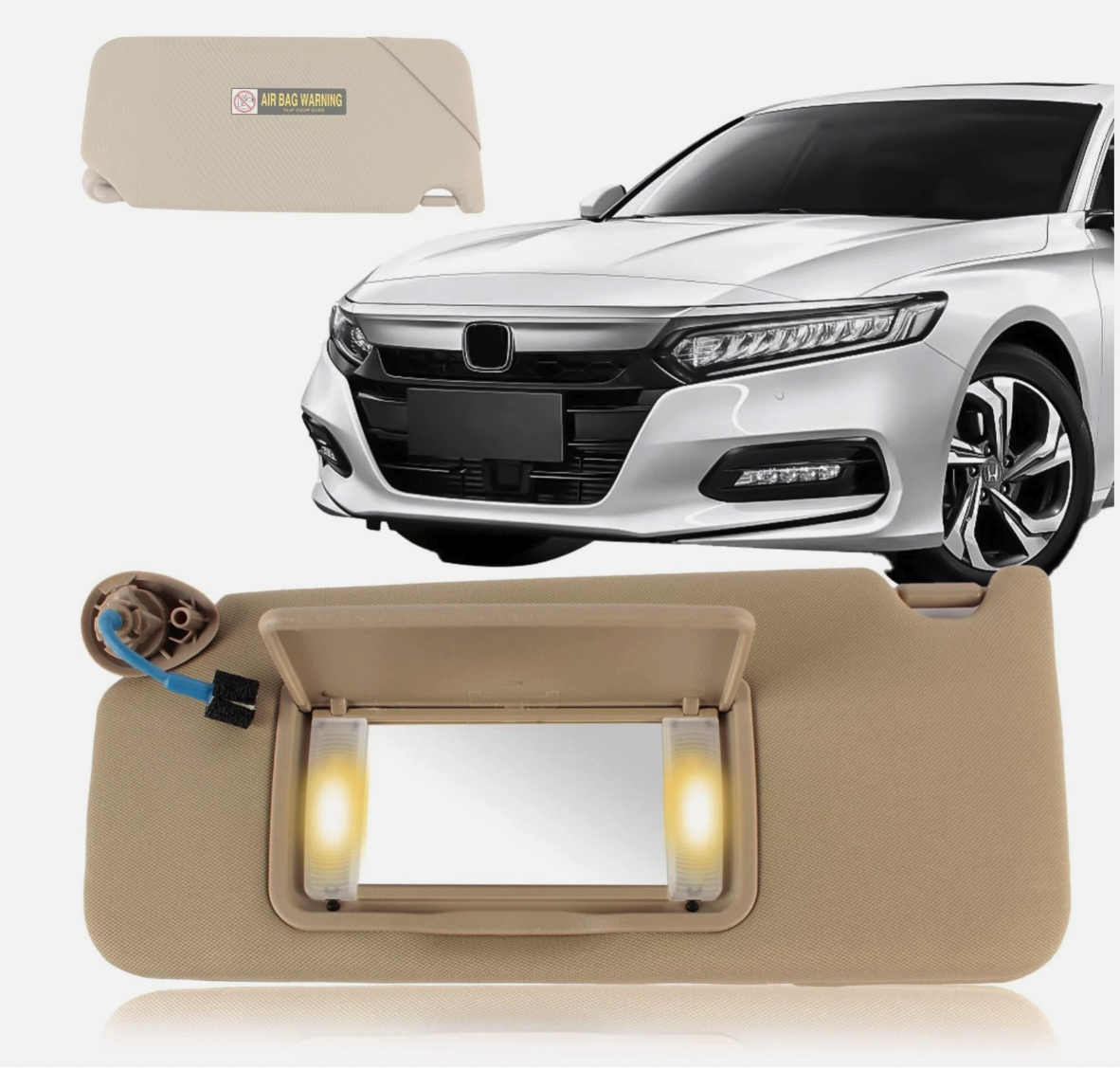 PEVAST Driver Side Sun Visor Beige w/ Mirror Fits Honda Accord 2008-2017 Left