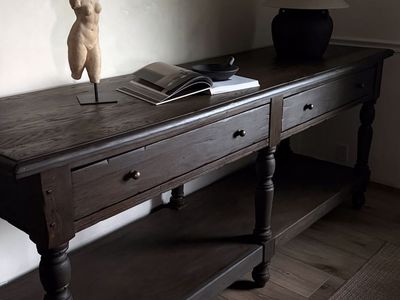 Massive solid wood entry way table