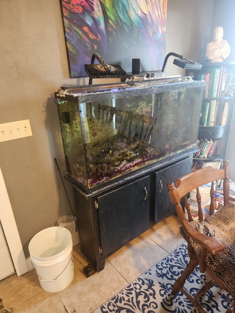 60 Gallon Glass Fish Aquarium Tank with Black Wooden Cabinet Stand