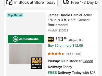 1/4 inch 3x5 hardi backer