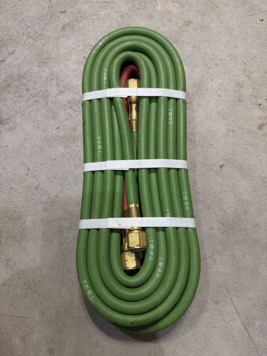 New Oxygen Acetylene Torch Hose - Green/Red Twin Hose with Brass Fittings - 1/4" Diameter
