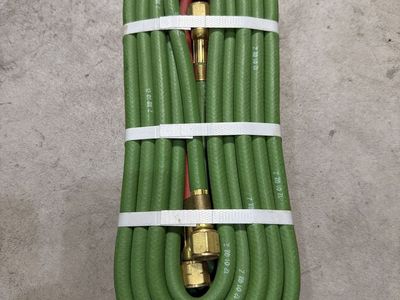 New Oxygen Acetylene Torch Hose - Green/Red Twin Hose with Brass Fittings - 1/4" Diameter