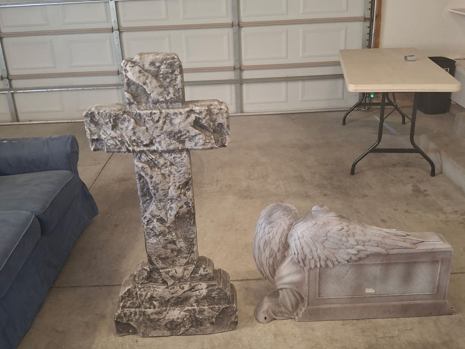 Halloween Tombstone Props - Cross and Weeping Angel Gravestones
