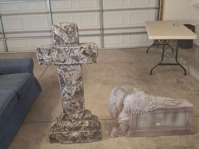 Halloween Tombstone Props - Cross and Weeping Angel Gravestones