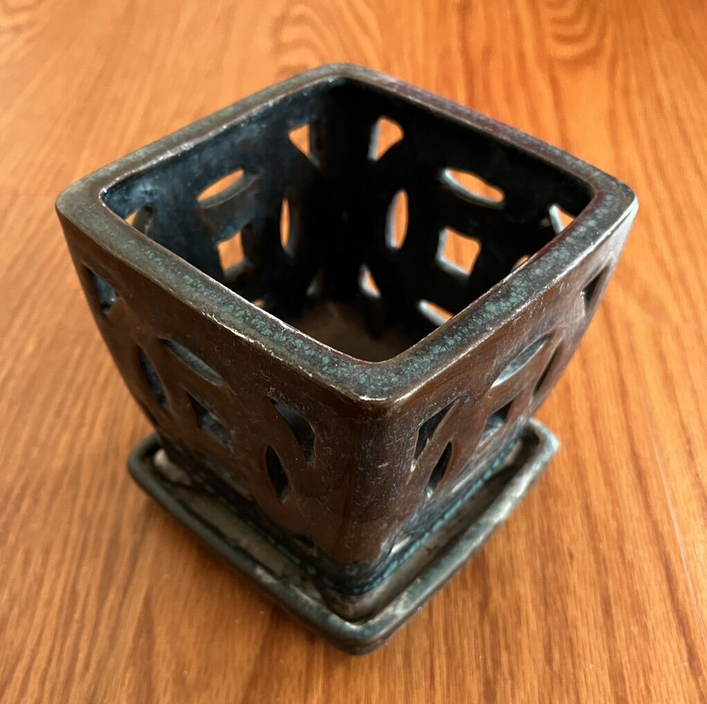 Square PlanterF/lower Pot/Candle Holder w/Saucer