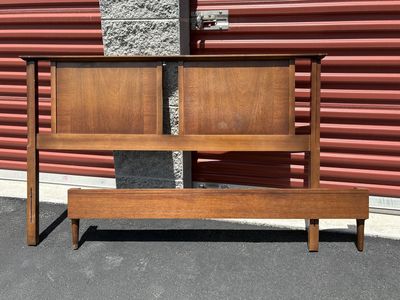 Mid Century Modern headboard, footboard, rails and frame MCM vintage Full size bedframe