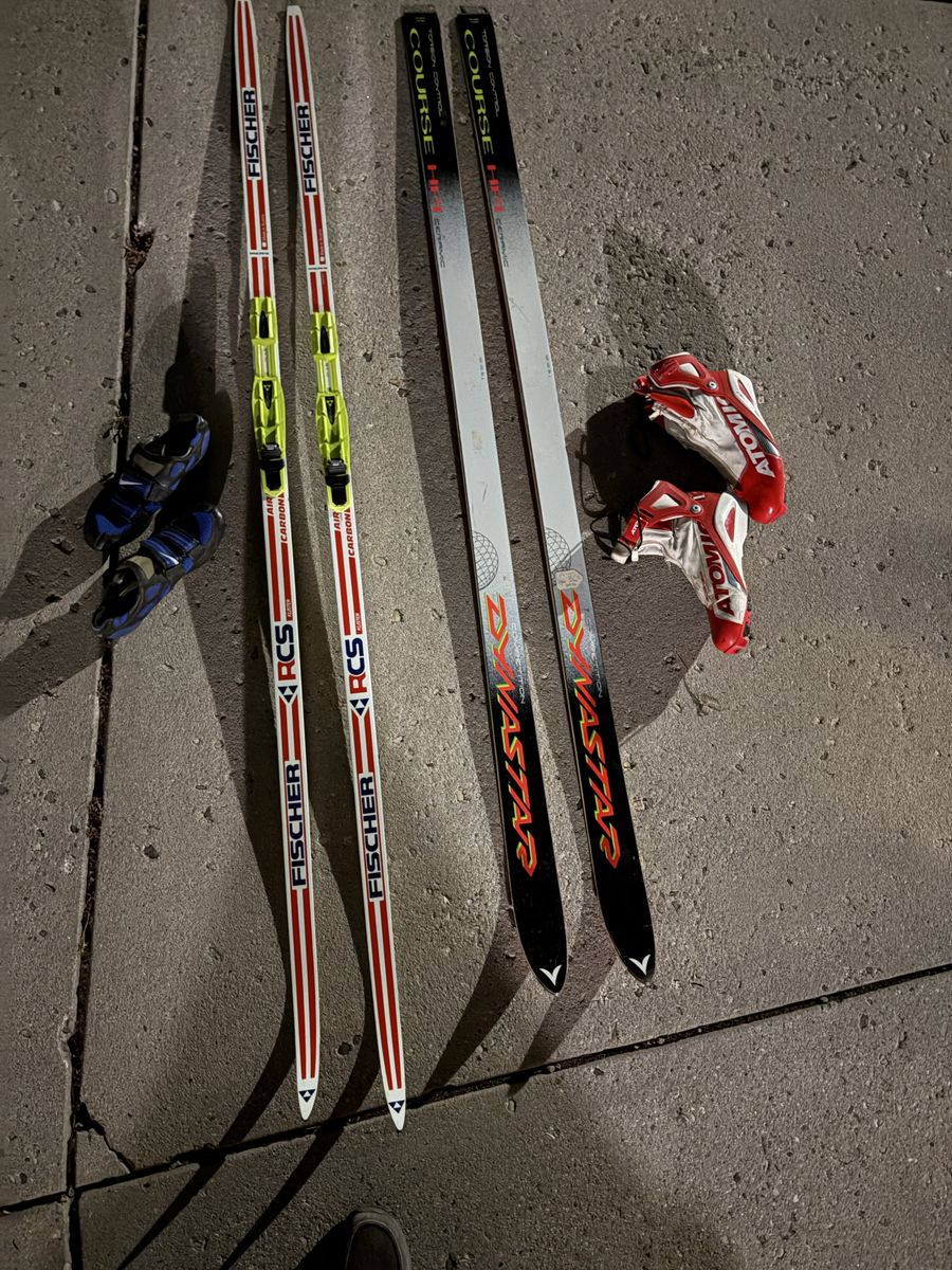 Fischer RCS Air Carbon Skis and Dynastar Skis with Boots