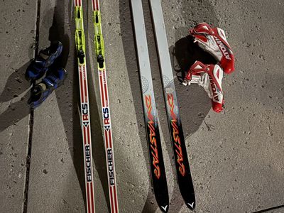 Fischer RCS Air Carbon Skis and Dynastar Skis with Boots