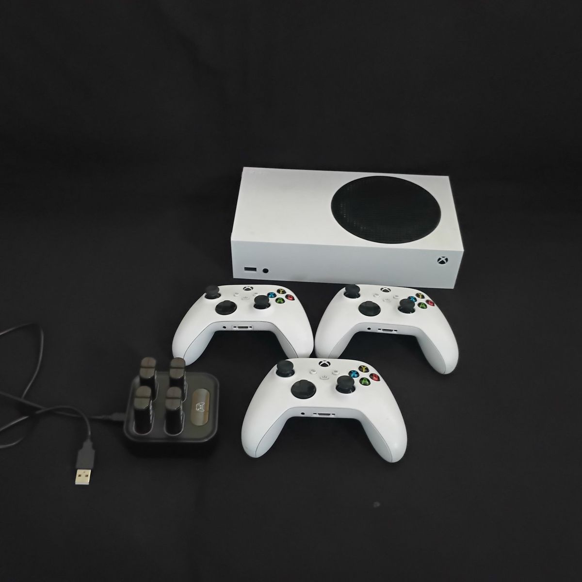Xbox Series S Console Bundle with 3 Controllers, Charging Dock, & 2 Headsets - White