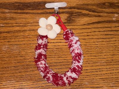 Red and White Fluffy Wrist Strap Phone Lanyard with Flower Charm