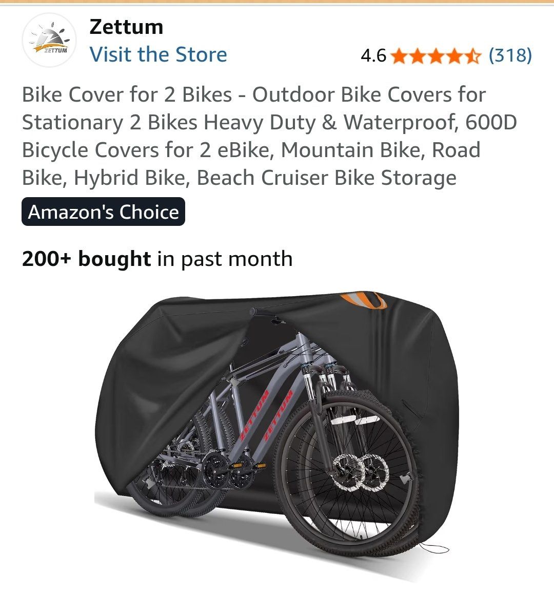 Zettum Heavy Duty Waterproof Outdoor Bike Cover for 2 Bikes - 600D Fabric