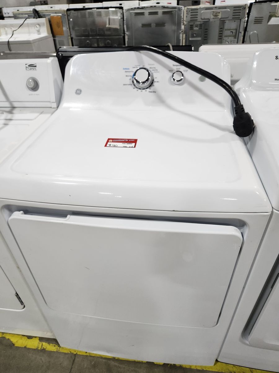 GE White Electric Dryer with Multiple Heat Settings - W-Warranty