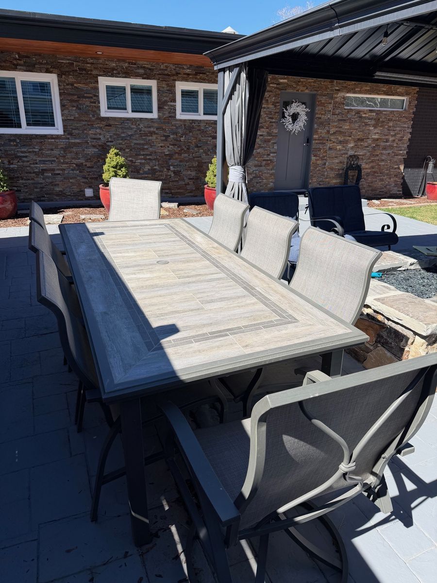 Like new 8 person Patio Table and Chairs