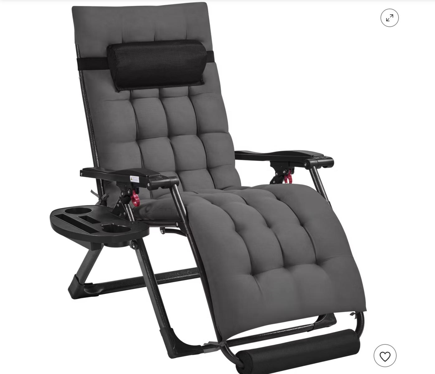New in Box 26in Zero Gravity Recliner with Cotton-padded Mattress, Dark Gray