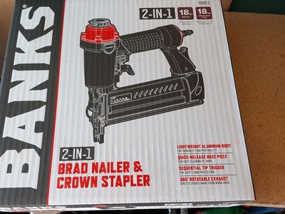 Banks 2 in 1 Pneumatic Brad Nailer and Crown Stapler