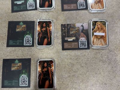Bullion Baddies Naughty Edition 1oz .999 Silver Art Bars - Lot of 5 Limited Edition