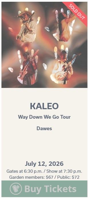 4 x KALEO concert tickets at Red Butte